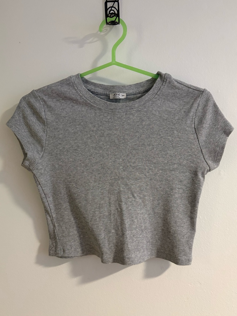 Ardene Ribbed Short Sleeve Crop Top - Gray